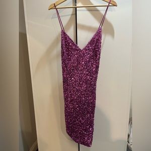 David’s bridal Hot Pink Sequin dress